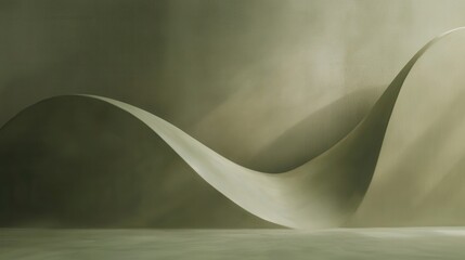 Aufkleber - Curved forms create a harmonious flow on a muted olive background in a tranquil indoor setting