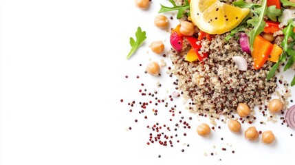 Wall Mural - A colorful quinoa salad with tri-color quinoa, roasted vegetables, chickpeas