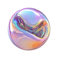 Poster - A digitally created image showcasing a sphere with a swirling iridescent effect exhibiting pastel hues.