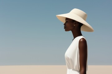 Wall Mural - african woman on beach adult tranquility landscape