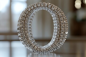 Aufkleber - A large diamond shaped object with a silver band