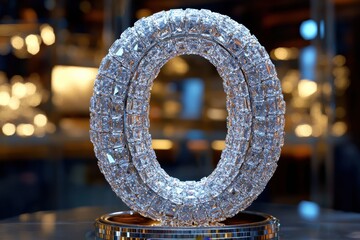 Aufkleber - A large diamond shaped object with a silver band