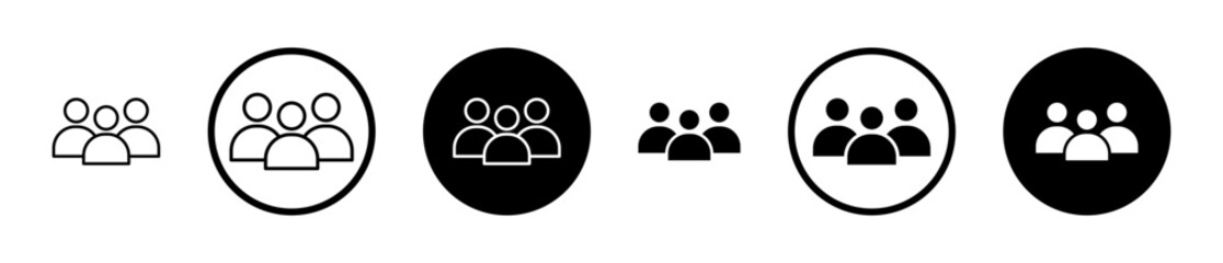 Fototapete - People icon set in black filled and stroke line style.