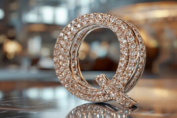 Aufkleber - A close up of a Q with a diamond pattern
