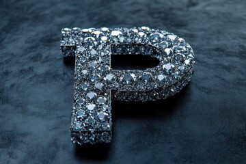 Aufkleber - A shiny, pink letter P with a diamond pattern
