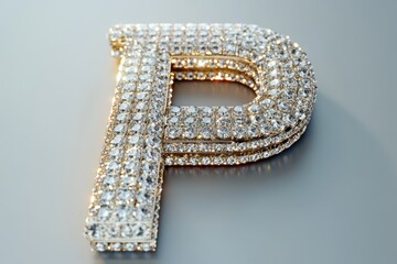 Aufkleber - A shiny, pink letter P with a diamond pattern