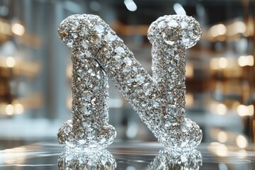 Aufkleber - A large letter N made of diamonds on a background