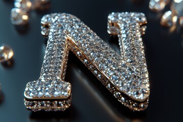 Aufkleber - A large letter N made of diamonds on a background