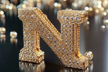 Aufkleber - A large letter N made of diamonds on a background