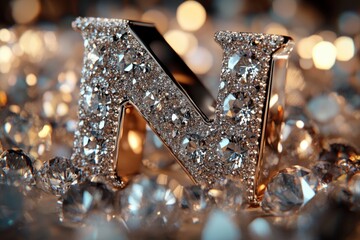 Aufkleber - A large letter N made of diamonds on a background