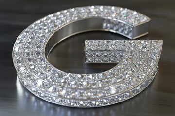 Aufkleber - A large G made of diamonds is on a table