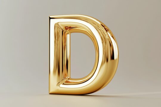 The letter D is made of gold and has a shiny, reflective surface