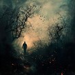 © Infinity - Solitary Figure in a Dark Forest: A Surreal Journey