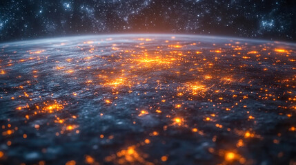 Poster - A futuristic global connection concept with illuminated nodes representing worldwide data flow