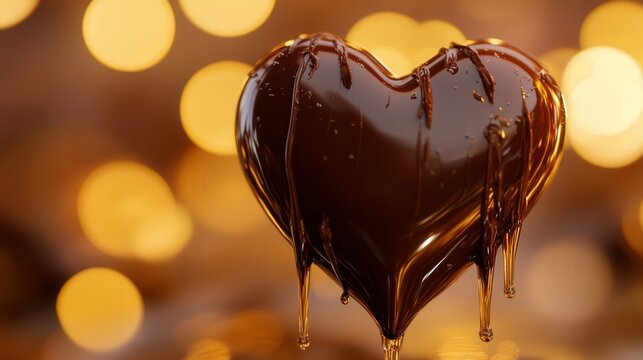 romantic valentine's day chocolate heart with rich textures and warm lighting