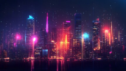 Poster - A stunning aerial view of a futuristic city with glowing electric grids vibrant geometric patterns and intricate dynamic details that create a captivating and contemporary urban landscape