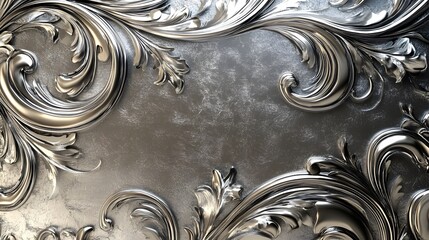 Poster - Stylish decorative silver design with sparkling and shimmering ornamental textures vibrant glamorous modern charm and refined elegant metallic luxury