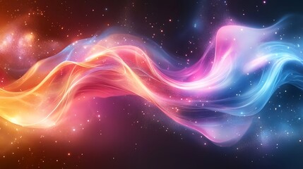Poster - elegant fluid forms with colorful glowing highlights smooth gradients and shimmering textures creati
