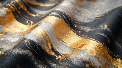 Poster - Captivating modern decorative aesthetic featuring shimmering sparkling gold and silver textured designs vibrant ornamental refined patterns and graphics