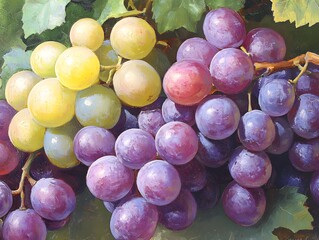 Wall Mural - red grapes on vine