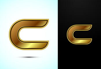 English alphabet C in gold color style. Graphic alphabet symbol for corporate business identity