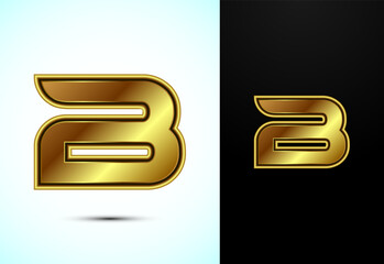 English alphabet B in gold color style. Graphic alphabet symbol for corporate business identity