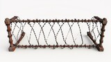 Rusty barbed wire fence section isolated on white; security, border concept; 3D render