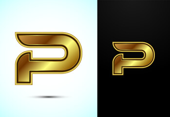 English alphabet P in gold color style. Graphic alphabet symbol for corporate business identity