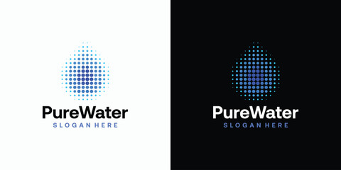 Poster - pure clean water dots vector logo design with modern and simple abstract halftone style.