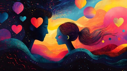 Poster - stunning inclusive love artwork featuring vibrant bold color gradients and a festive of colorful rom
