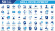 © Edy - Skill Development Icon Set Collection. Containing Growth, Skill Development, Innovation, Target, Training, Team Work, Problem Solving. Simple Blue Vector Illustration.