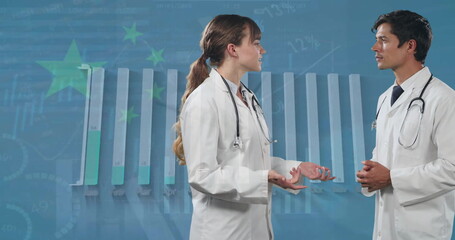 Poster - Image of financial data processing over diverse doctors
