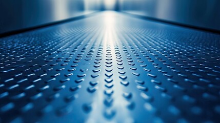 Poster - Glossy blue metal surface with a soft focus effect, providing a clean and contemporary visual ideal for industrial or design themes.
