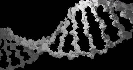 Poster - image of moving white dna strand on black background