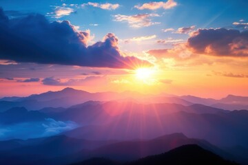 Wall Mural - mountain sun backgrounds sunlight