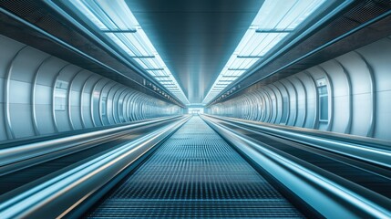 Poster - Rows of conveyor belts transporting goods efficiently in a spacious, modern industrial facility.
