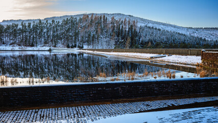 Wall Mural - dam wall of talla reservoir. talla water is a tributary to the river tweed which is 97 miles long fr