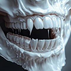 Wall Mural - Glistening Fangs: A Close-Up of a Monstrous Skull