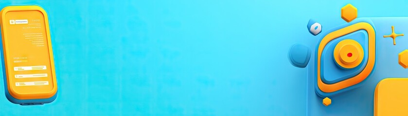 Phone & camera app interface on teal background. Digital design