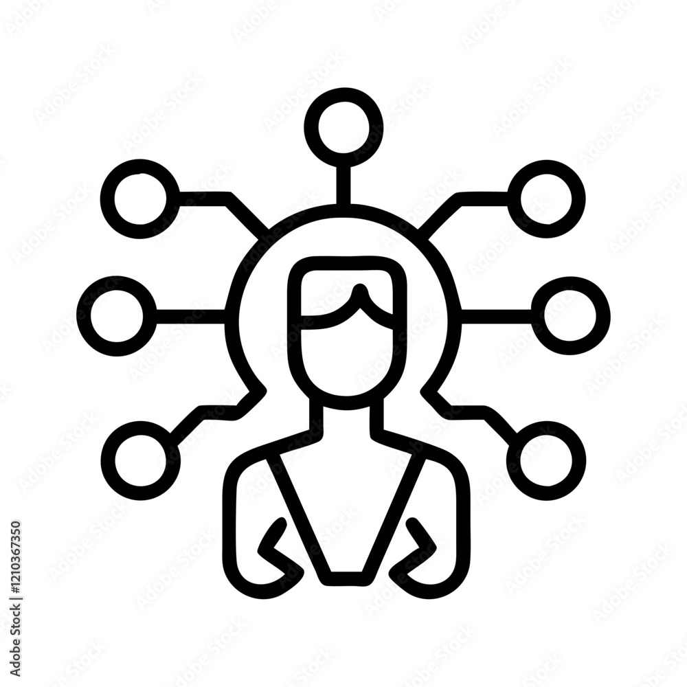 multi agent ai icon, multi agent ai line art - simple line art of multi ...