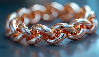 Poster - Stunning Close-Up of a Shiny Rose Gold Chain Bracelet with Smooth Links against a Soft Background, Perfect for Fashion and Jewelry Enthusiasts