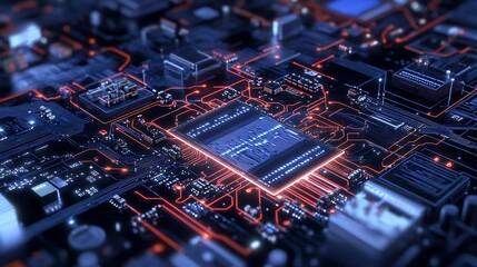Poster - the intricate design of modern technology in a digital circuit landscape