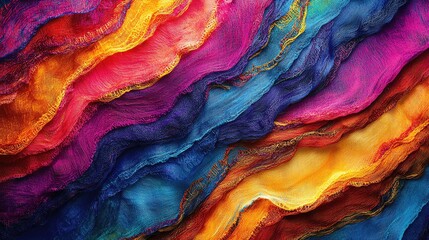 Poster - Vibrant abstract wave pattern with rich colors of purple, orange, and blue, creating a visually striking backdrop for various designs.