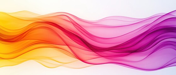 Poster - Vibrant abstract waves in orange, pink, and purple with a smooth gradient effect.