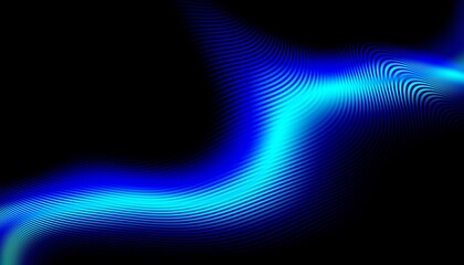 Poster - beautiful abstract wave technology black background with blue light digital effect corporate concept