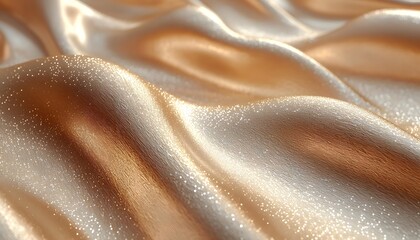 Poster - Elegant golden silk fabric texture with delicate waves and shimmering surface, perfect for luxury themes, fashion backgrounds, textile designs, and artistic projects
