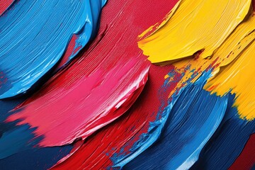 Poster - Vibrant abstract texture with colorful paint strokes blending harmoniously, ideal for artistic backgrounds and creative projects.