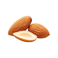 Wall Mural - Natural fresh almonds isolated on a transparent background.