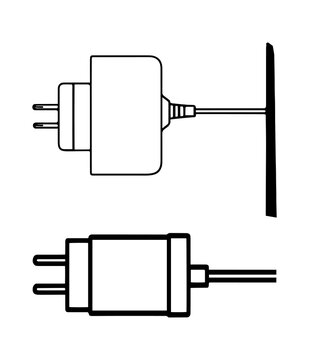 Outline Diagram of a Wall Charger and Plug.