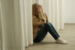 © triocean - Sad and lonely little girl sitting on the floor at home, child looking for parental attention